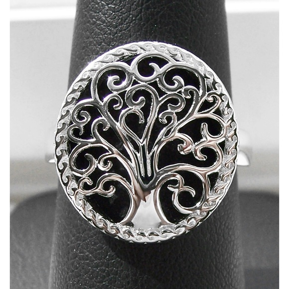 925 STERLING SILVER Large Tree Of Life Ring - Picture 1 of 15
